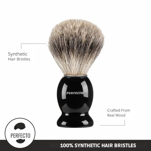 Perfecto Synthetic Bristles Shaving Brush For Men, Engineered for The Best Shave of Your Life. Shaving Brush - Shave Brush for Wet Shave for Safety Razor - Barbers Accessories, Gift For Him