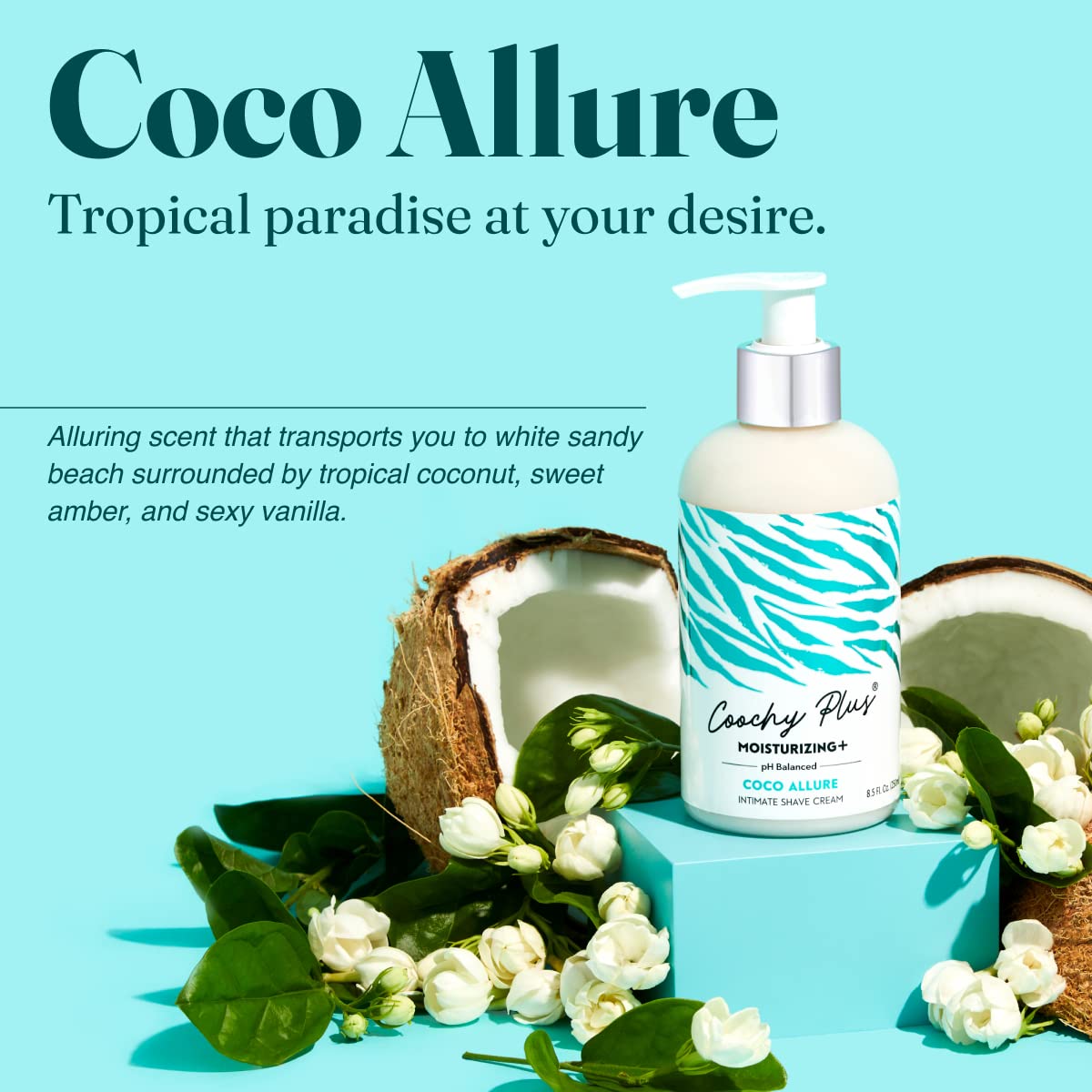 Coochy Plus Intimate Shaving Cream COCO ALLURE For Pubic, Bikini Line, Armpit and more - Rash-Free With Patent-Pending MOISTURIZING+ Formula – Prevents Razor Burns & Bumps, In-Grown Hairs, Itchiness