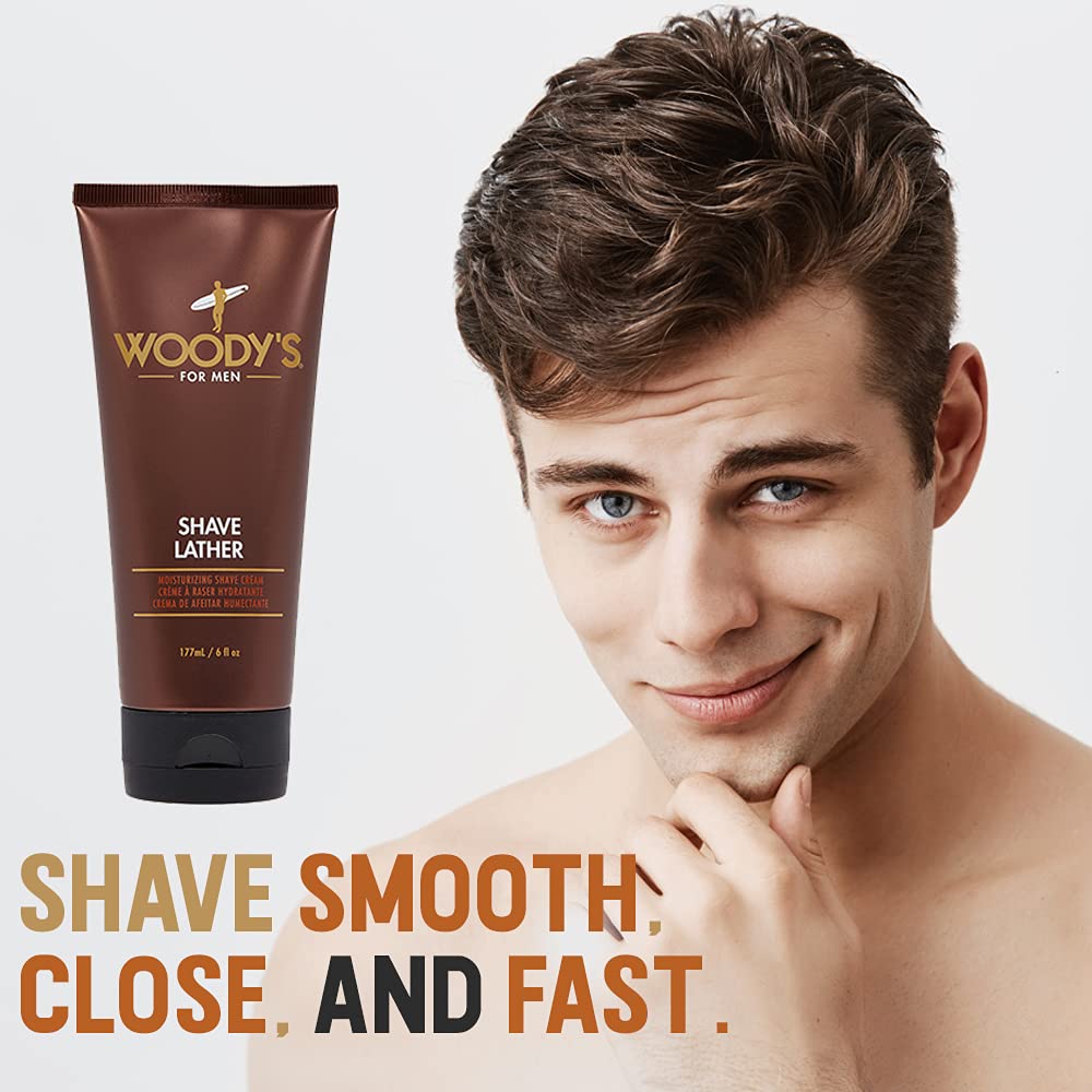 Woody's Shave Lather for Men, Rich and Creamy Shaving Foam, 6 Fl Oz