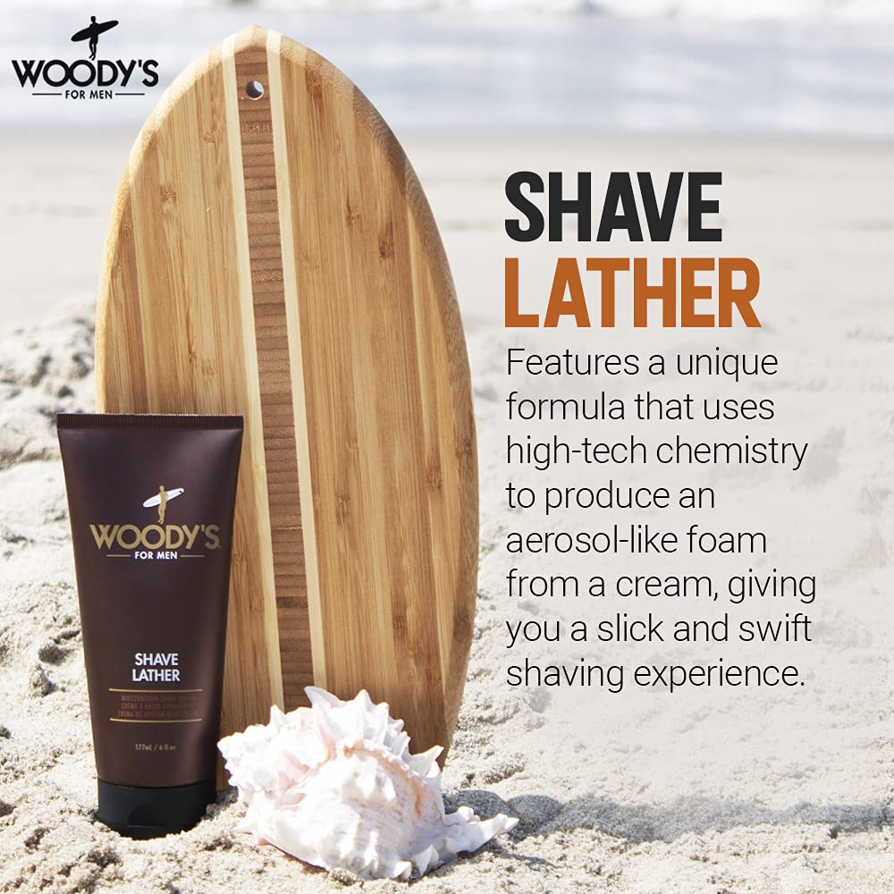 Woody's Shave Lather for Men, Rich and Creamy Shaving Foam, 6 Fl Oz