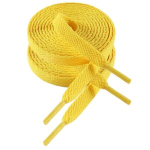 vsudo 24 inch flat yellow shoe laces for sneakers, yellow shoelaces for sneakers, yellow shoe strings for sneakers, yellow replacements sneakers shoe laces for women or men (2 pairs-yellow-60cm)