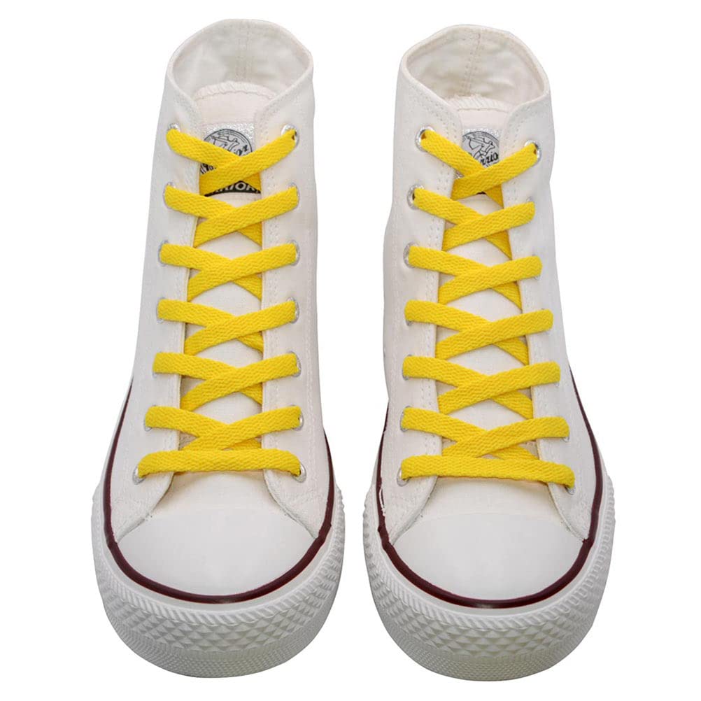 VSUDO 24 Inch Flat Yellow Shoe Laces for Sneakers, Yellow Shoelaces for Sneakers, Yellow Shoe Strings for Sneakers, Yellow Replacements Sneakers Shoe Laces for Women or Men (2 Pairs-Yellow-60CM)