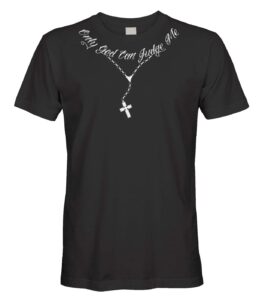 cybertela men's only god can judge me tattoo necklace t-shirt (black, medium)