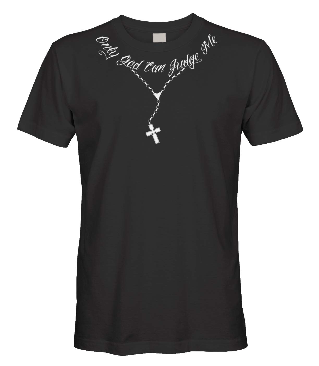 Cybertela Men's Only God Can Judge Me Tattoo Necklace T-Shirt (Black, Medium)