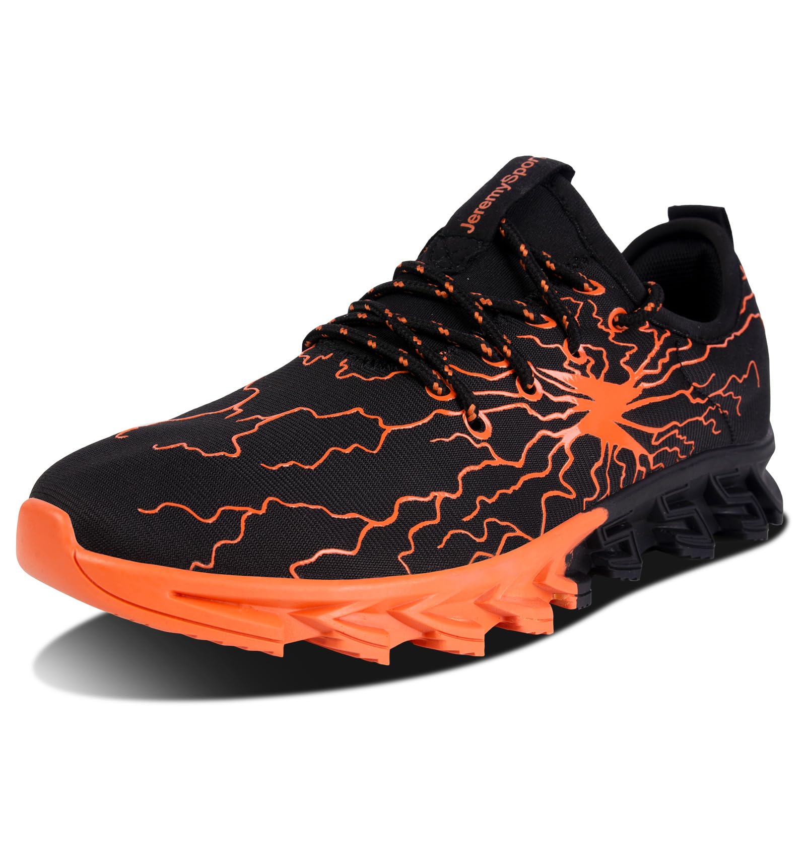 Boys Girls Running Tennis Shoes Kids Sneakers Non Slip Breathable Strap Athletic Sports Shoes Black Orange 4 Big Kid