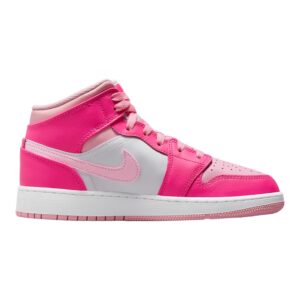 Jordan Boy's Air 1 Mid (Big Kid) White/Medium Soft Pink/Fierce Pink 6 Big Kid M