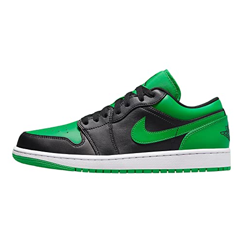 Nike Air Jordan 1 Low Men's Shoes Black/Black-Lucky Green-White 553558-065 13