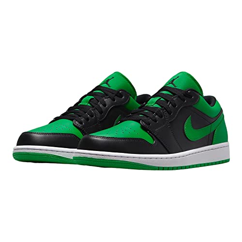 Nike Air Jordan 1 Low Men's Shoes Black/Black-Lucky Green-White 553558-065 13