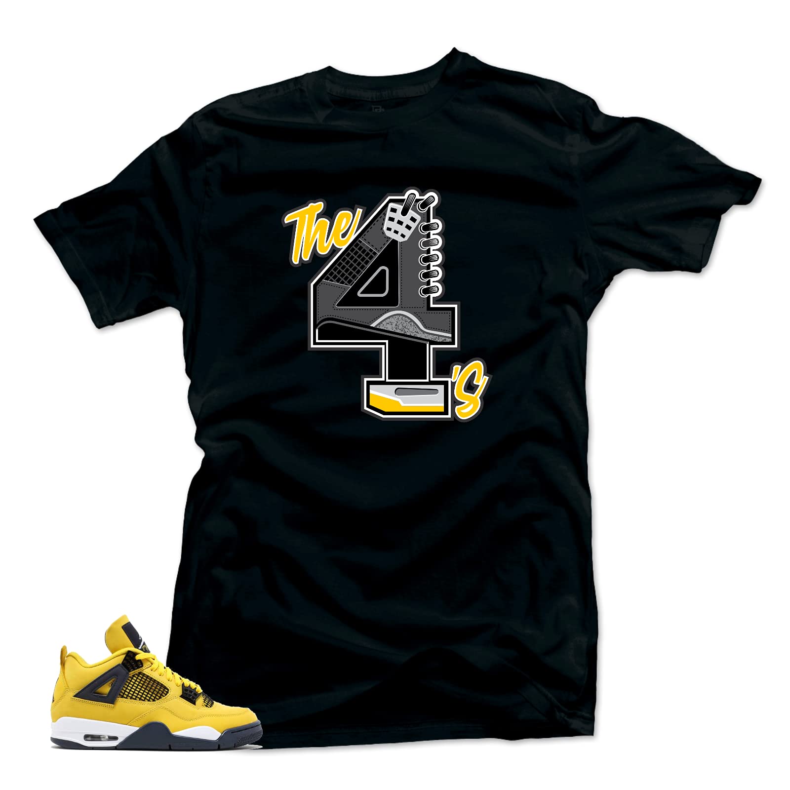 Jordan Retro 4 Tour Yellow Lighting Match Tees - The 4's Black | Medium