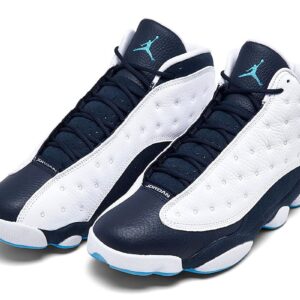 Nike Jordan Mens Air Jordan 13 Retro 414571 144 Obsidian - Size 10.5,White/Dark Powder Blue-multi