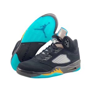 nike men's air jordan 5 retro sneaker, black/aquatone-taxi, 9