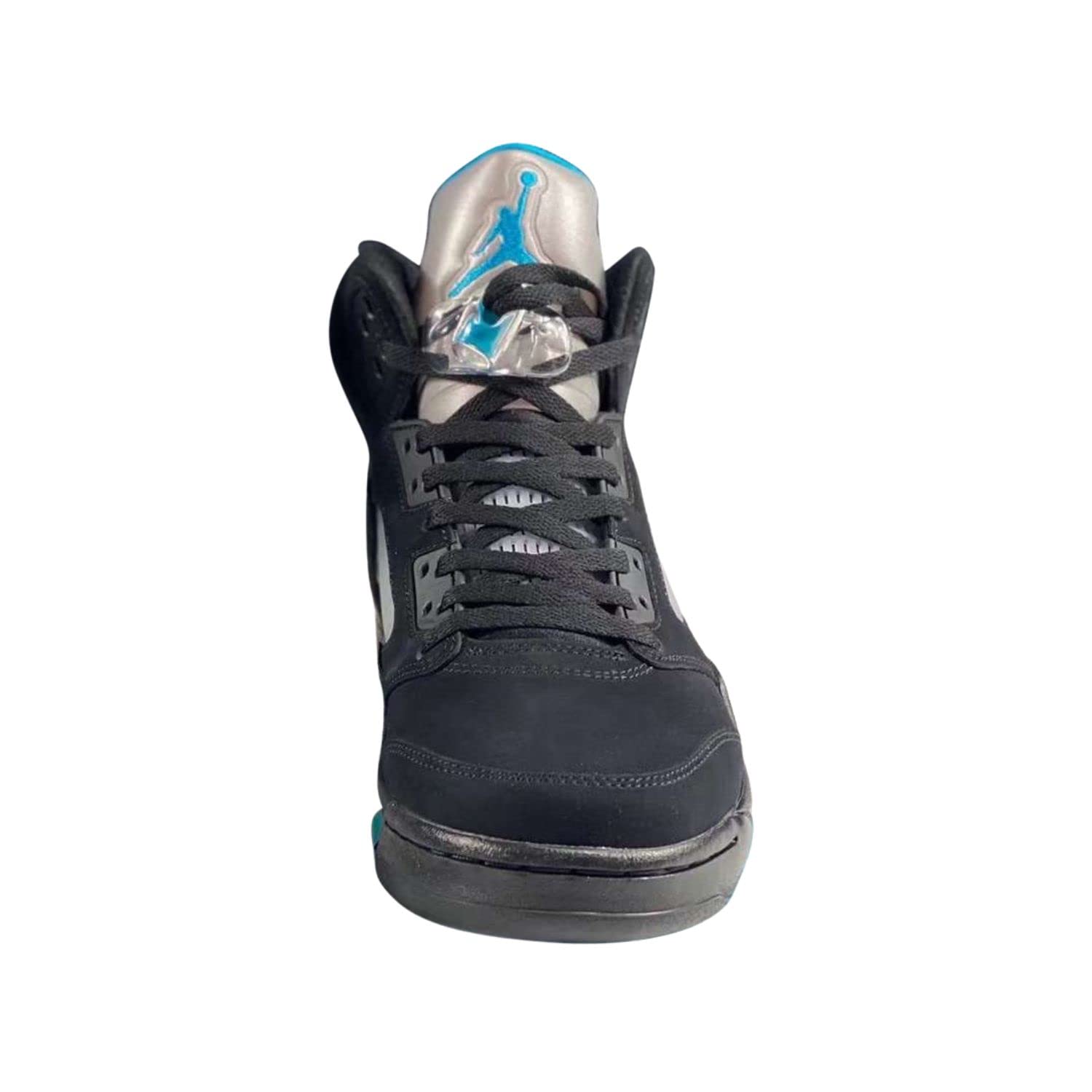 Nike Men's Air Jordan 5 Retro Sneaker, Black/Aquatone-taxi, 9