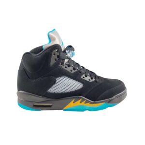 Nike Men's Air Jordan 5 Retro Sneaker, Black/Aquatone-taxi, 9