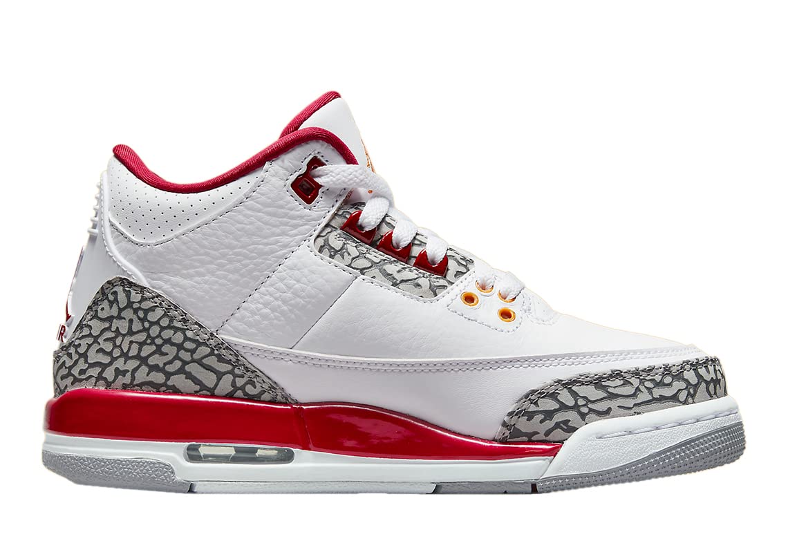 Nike boys Air Jordan 3 GS 398614 126 Cardinal, White/Light Curry/Cardinal Red, Size 4Y