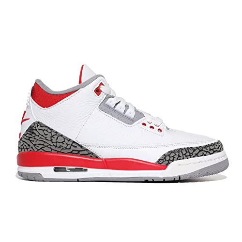 Jordan Boy's Air 3 Retro (Big Kid) White/Fire Red/Black/Cement Grey 5.5 Big Kid M