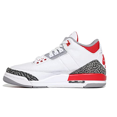 Jordan Boy's Air 3 Retro (Big Kid) White/Fire Red/Black/Cement Grey 5.5 Big Kid M