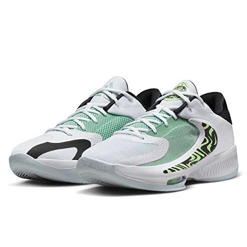 Nike Men's Zoom Freak 4 Basketball Shoes, White/Black Barely Volt, 10