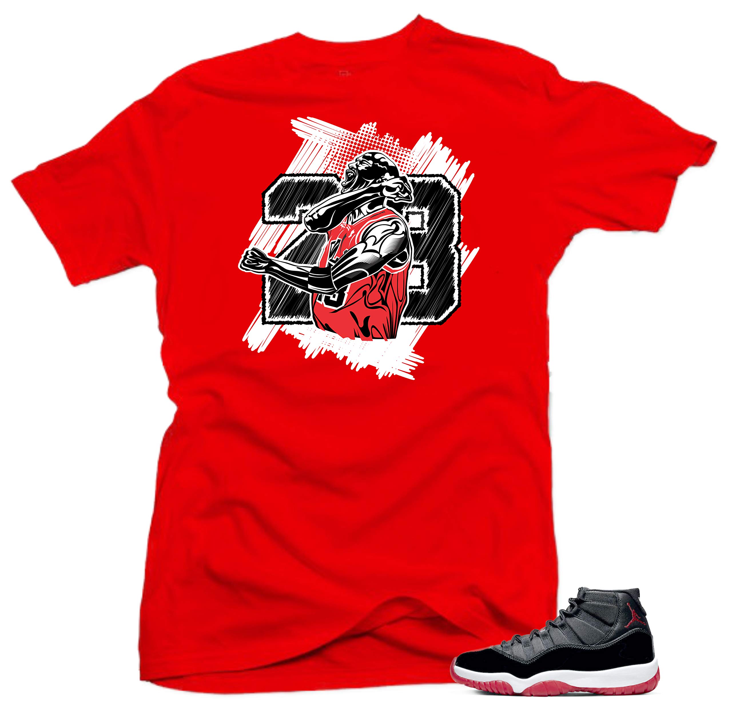 Jordan 11 Bred 2019 Match Shirts (Jordan 11 Bred 2019 - Goat 23 (Red), L)