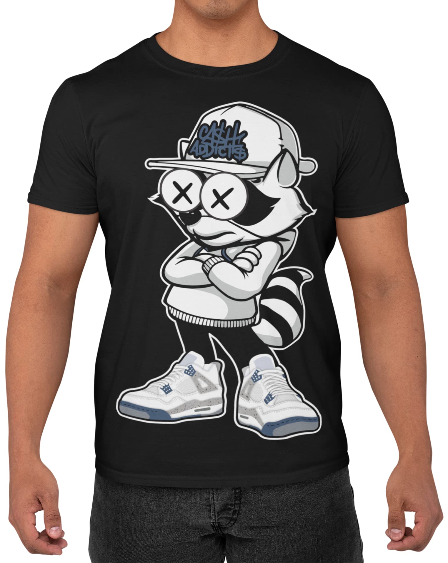 Jordan 4 Midnight Navy Cash Addicts Men's T Shirt to Match Sneakers, Jordan 4s Midnight Navy Tee Matching Midnight Navy