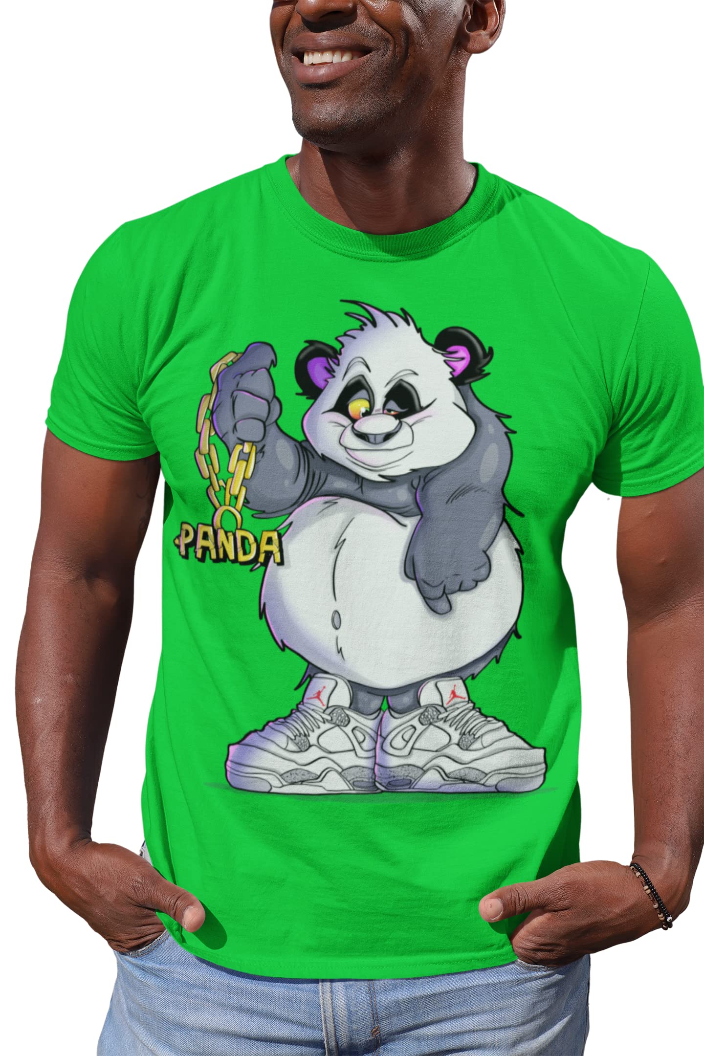 Jordan 4 OREO Panda Chain Shirt to Match Sneakers Men's Tee, T-Shirt to Match Jordan 4s Hip-Hop Streetwear T-Shirt Green