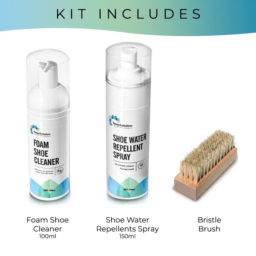 EZSolution Shoe Cleaner Kit, 2-in-1 Sneaker Foam Cleaning Solution & Stain Repellent Protection Spray Guard for Suede, Nubuck, Leather and Fabric Shoes, Eco-Friendly Sneaker Cleaning Set