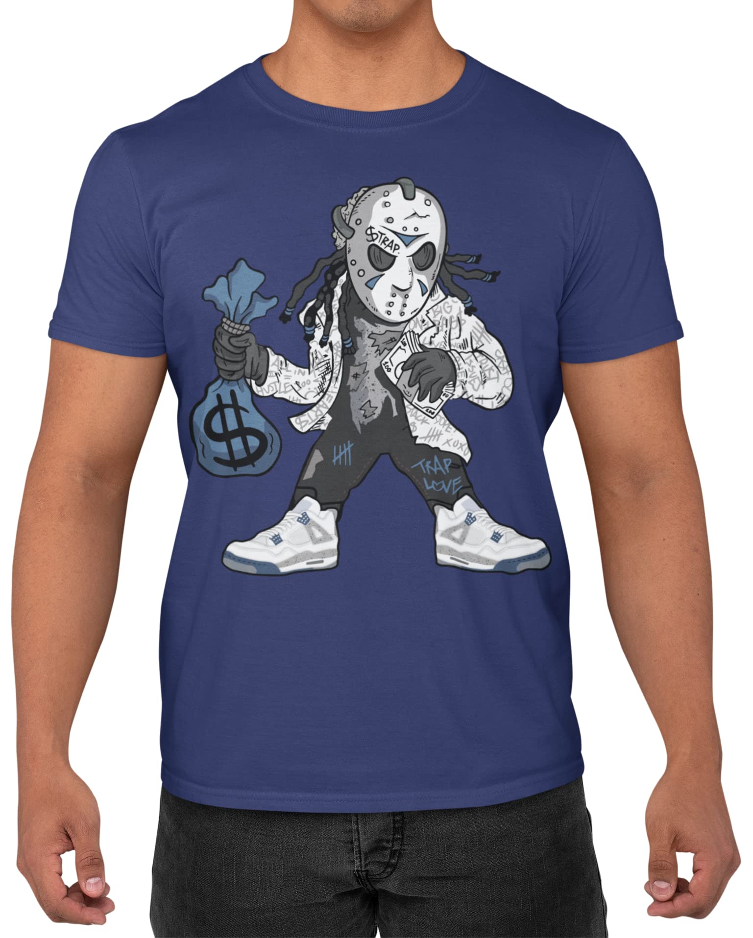 Jordan 4 Midnight Navy Men's Matching T-Shirt Hockey Mask Dude, Shirt to Match Jordan 4s Midnight Navy