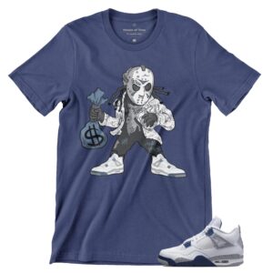 Jordan 4 Midnight Navy Men's Matching T-Shirt Hockey Mask Dude, Shirt to Match Jordan 4s Midnight Navy