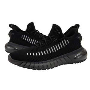 CUYIOM Men's Athletic Walking Shoes Outdoor Running Shoes Slip on Fashion Sneaker Allblack 9.5