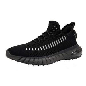 CUYIOM Men's Athletic Walking Shoes Outdoor Running Shoes Slip on Fashion Sneaker Allblack 9.5