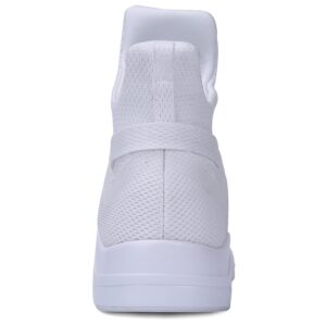 Soulsfeng Mens Casual High Top Sneakers Breathable Mesh Knit Ankle Boots Athletic Shoes(Men 11 US=EUR45) White