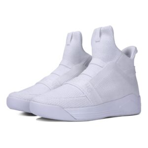 Soulsfeng Mens Casual High Top Sneakers Breathable Mesh Knit Ankle Boots Athletic Shoes(Men 11 US=EUR45) White