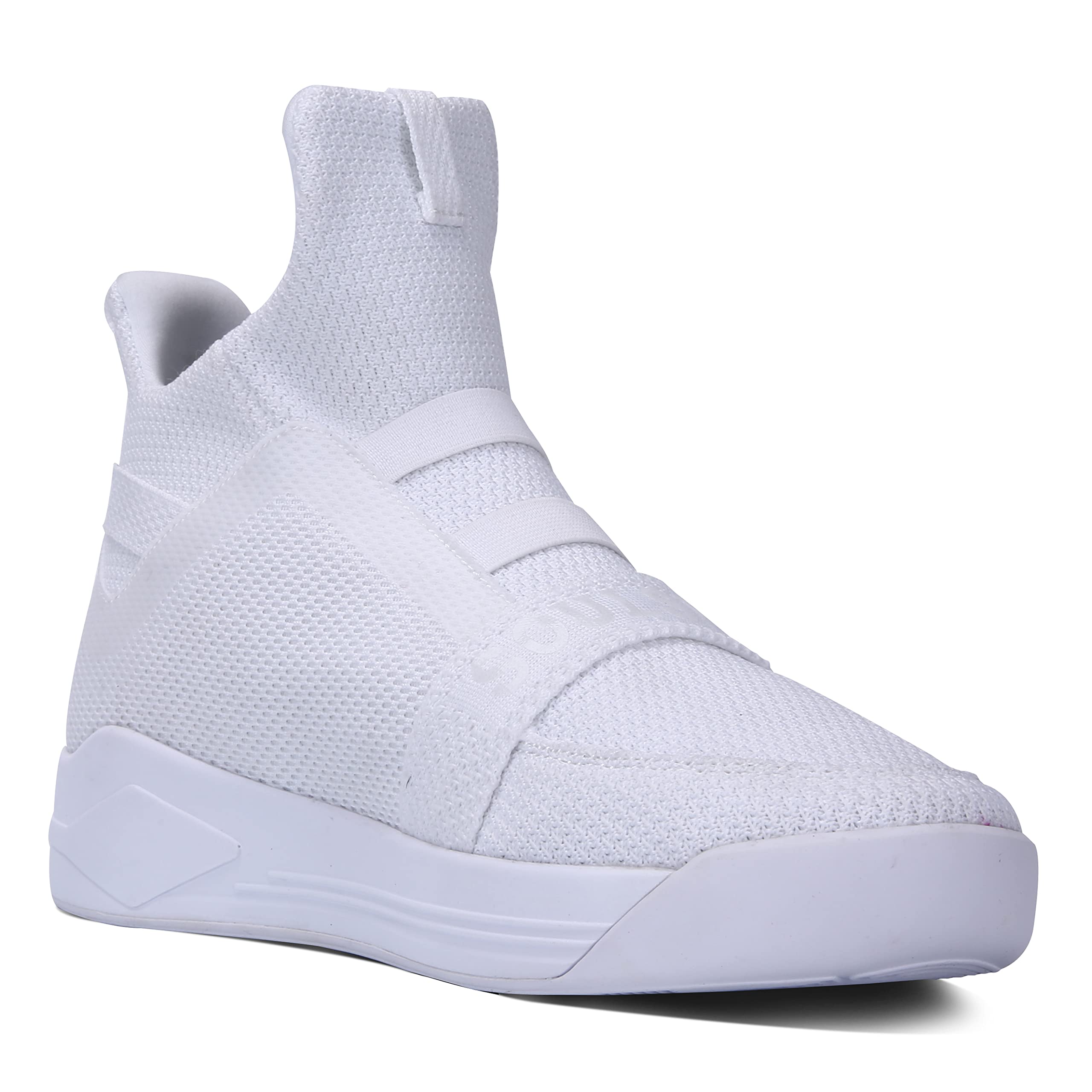Soulsfeng Mens Casual High Top Sneakers Breathable Mesh Knit Ankle Boots Athletic Shoes(Men 11 US=EUR45) White