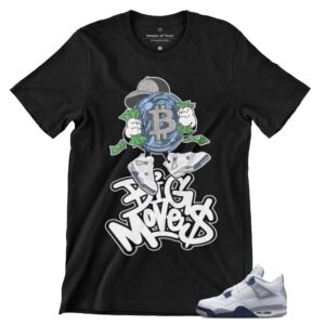 Jordan 4 B-Coin Big Moves - Midnight Navy T-Shirt to Match Men's Sneakers, Jordan 4s Midnight Navy Tee to Match Men's Shoes