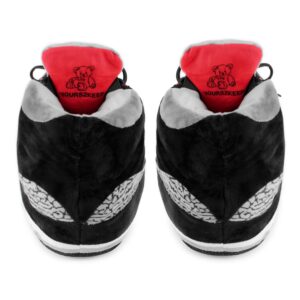 Yours 2 Keep Plush Black Cement Sneaker Slippers, Fluffy Oversized Big Shoe, Unisex One Size Fits Most Mens, Womens, and Kids