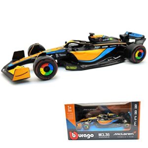JODIYAAH 1:43 2022 F1 McLaren MCL36 #3 Daniel Ricciardo #4 Lando Norris Alloy Luxury Vehicle Diecast Cars Model Toy (2022 MCL36 #3)