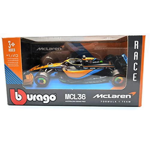 JODIYAAH 1:43 2022 F1 McLaren MCL36 #3 Daniel Ricciardo #4 Lando Norris Alloy Luxury Vehicle Diecast Cars Model Toy (2022 MCL36 #3)