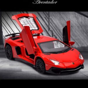 Alloy Collectible Red Lamborghini Car Toy Pull Back Vehicles Diecast Cars Model with Light & Sound