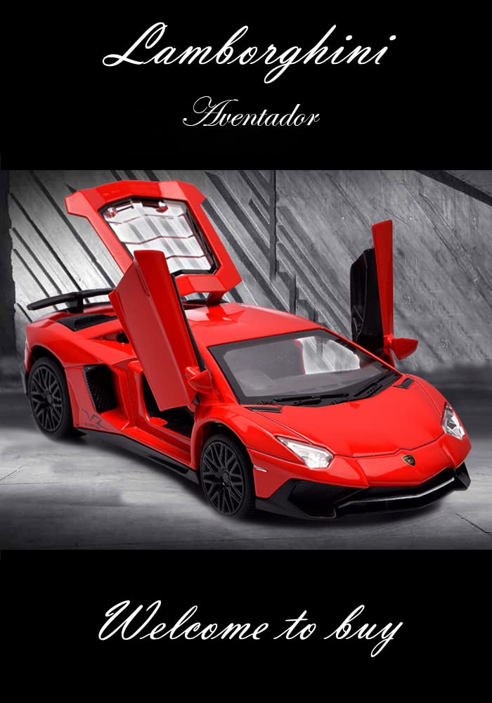 Alloy Collectible Red Lamborghini Car Toy Pull Back Vehicles Diecast Cars Model with Light & Sound