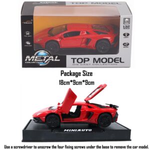 Alloy Collectible Red Lamborghini Car Toy Pull Back Vehicles Diecast Cars Model with Light & Sound