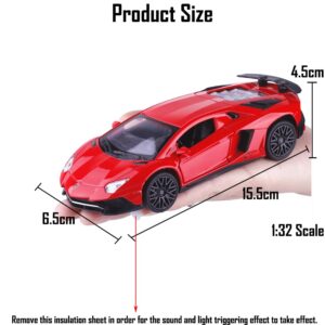 Alloy Collectible Red Lamborghini Car Toy Pull Back Vehicles Diecast Cars Model with Light & Sound