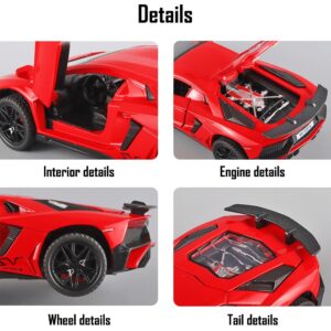 Alloy Collectible Red Lamborghini Car Toy Pull Back Vehicles Diecast Cars Model with Light & Sound