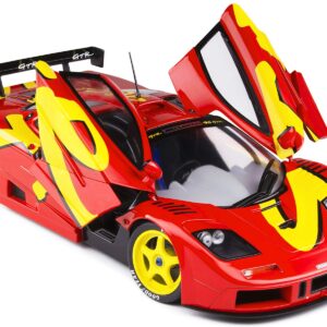 1996 McLaren F1 GTR Short Tail Launch Livery Red with Yellow Graphics 1/18 Diecast Model Car by Solido S1804102