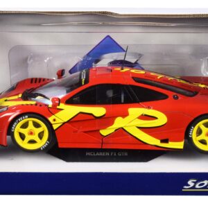 1996 McLaren F1 GTR Short Tail Launch Livery Red with Yellow Graphics 1/18 Diecast Model Car by Solido S1804102