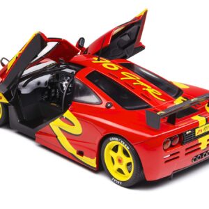 1996 McLaren F1 GTR Short Tail Launch Livery Red with Yellow Graphics 1/18 Diecast Model Car by Solido S1804102