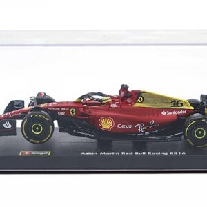 JODIYAAH Bburago 1/43 2022 F1-75 75th Anniversary Giallo Modena #16 Charles Leclerc F1-75#55 Carlos Sainz Alloy Luxury Vehicle Diecast Cars Model Toy Collection Gift (F1-75#55 Hardcover)