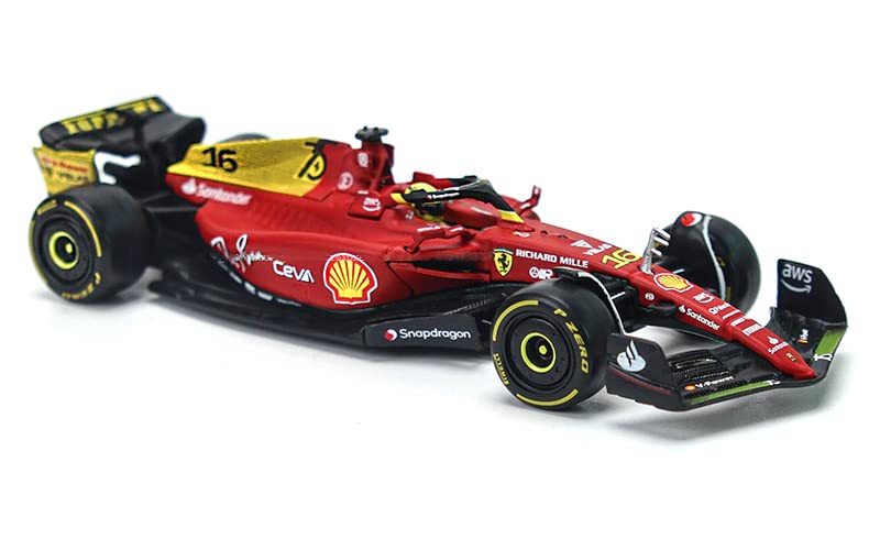 JODIYAAH Bburago 1/43 2022 F1-75 75th Anniversary Giallo Modena #16 Charles Leclerc F1-75#55 Carlos Sainz Alloy Luxury Vehicle Diecast Cars Model Toy Collection Gift (F1-75#55 Hardcover)