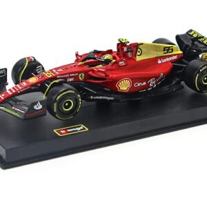 JODIYAAH Bburago 1/43 2022 F1-75 75th Anniversary Giallo Modena #16 Charles Leclerc F1-75#55 Carlos Sainz Alloy Luxury Vehicle Diecast Cars Model Toy Collection Gift (F1-75#55 Hardcover)