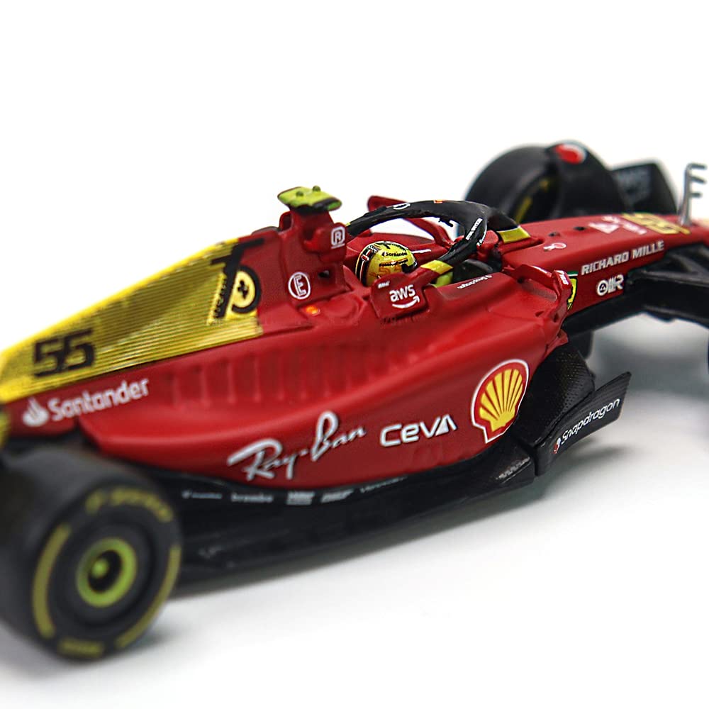 JODIYAAH Bburago 1/43 2022 F1-75 75th Anniversary Giallo Modena #16 Charles Leclerc F1-75#55 Carlos Sainz Alloy Luxury Vehicle Diecast Cars Model Toy Collection Gift (F1-75#55 Hardcover)