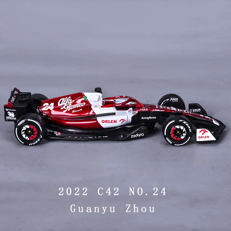 JODIYAAH Bburago 1:43 2022 Alfa Romeo F1 Racing Team C42#24 Guanyu Zhou Alloy Car Diecast Car Model Toy Collection (F1 C42#24)