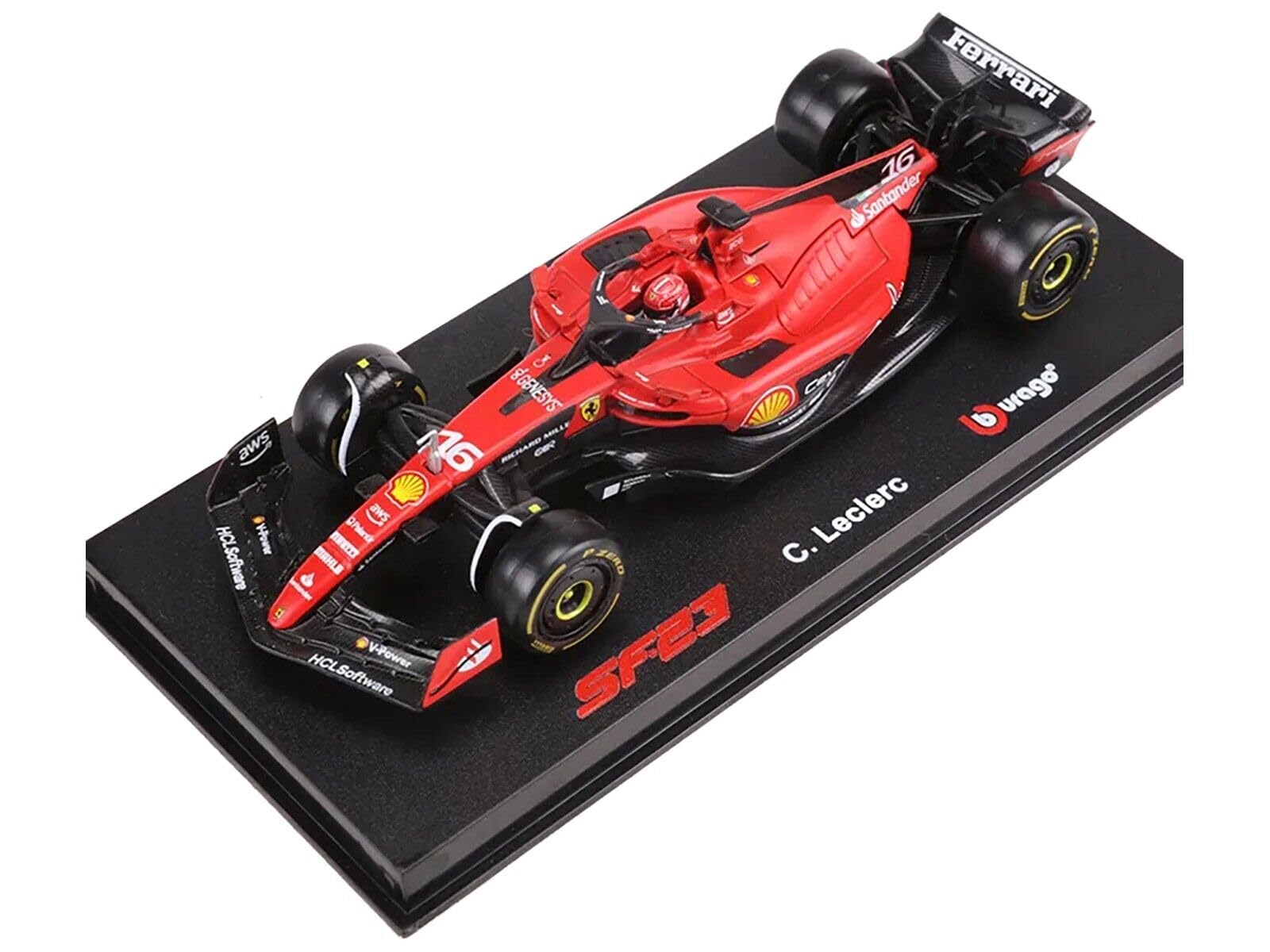 SF-23#16 Charles Leclerc Formula One F1 World Championship (2023) with Display Case Formula Racing Series 1/43 Diecast Model Car by Bburago 36835CL